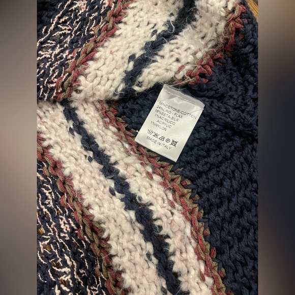 Roberto Collina Women’s Poncho Cotton Silk blend with fringe OS Italy NWOT - Picture 6 of 8